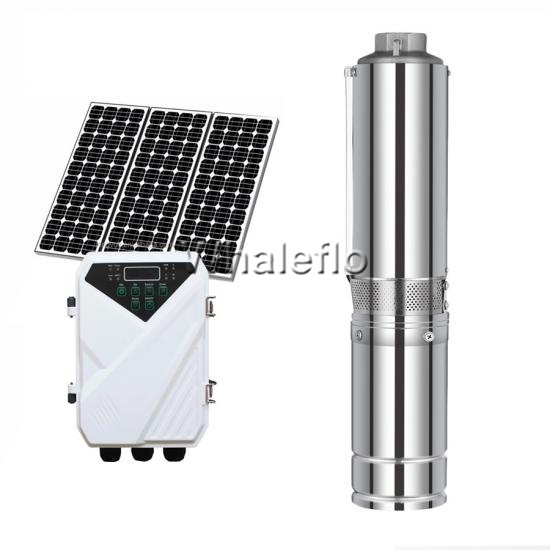 Whaleflo 12V DC 500LPH 80W Max Head 28M Brushless Submersible Solar Pump with MPPT Controller for Irrigation